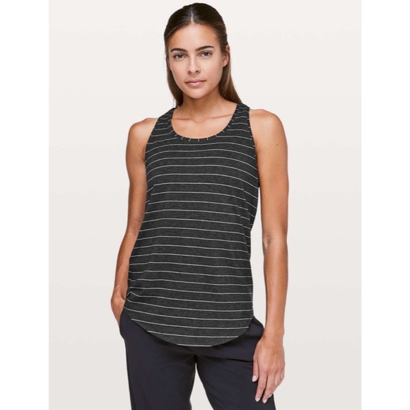 lululemon athletica Tops - Lululemon Love Pleated Racerback Tank Top Charcoal Stripe Gray - Size L